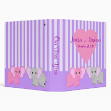 Twin Girls Baby Elephants Custom Binder
