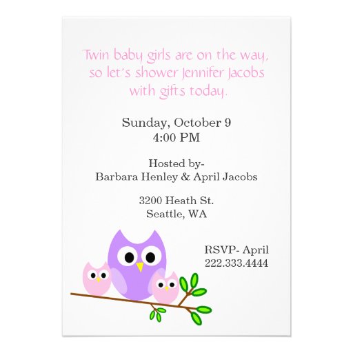 Twin Girls Baby Shower Invitation