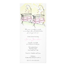 Twin Girls Baby Shower Invitation - Baby Cribs