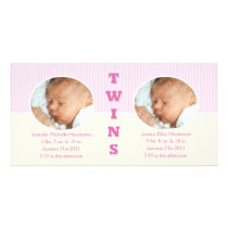 Twin Girls Double New Baby Photo Cards photo cards