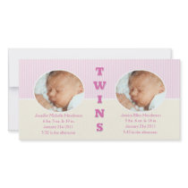 Twin Girls Double New Baby Photo Cards