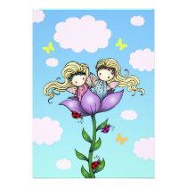 Twin Girls Fairy Birthday Party Invitations invitations