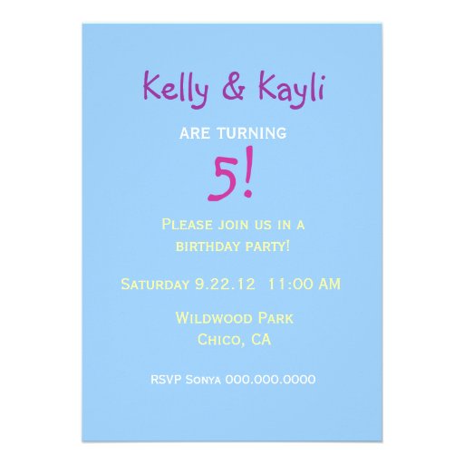 Twin Girls Fairy Birthday Party Invitations