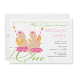 Twin Girls First Birthday Party Invitation