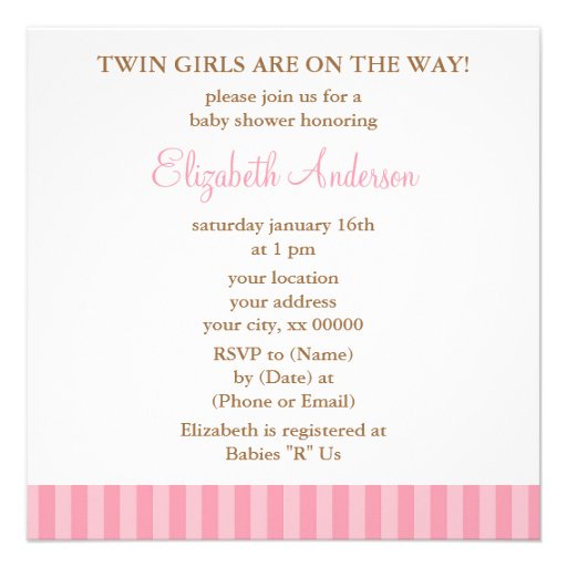 Twin Girls in Pink Umbrella Announcement
