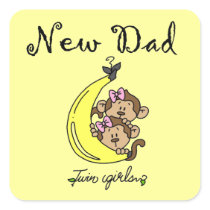 Twin Girls New Dad Gifts Square Stickers