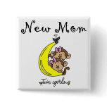 Twin Girls New Mom T-shirts and Gifts Buttons