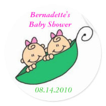 twin girls peapod round stickers