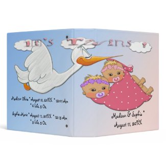 Twin Girls - Stork Keepsake Baby Book Vinyl Binders