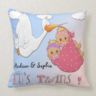 Twin Girls - Stork Keepsake Pillow