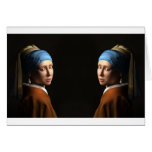 TWIN GIRLS WITH A PEARL EARRING CARD