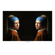 TWIN GIRLS WITH A PEARL EARRING posters