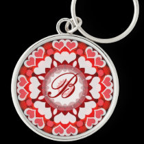 Twin Hearts Geometry Monogram Keychain