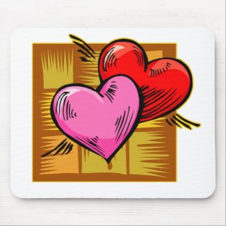 Twin Hearts Love Heart Duo mousepad