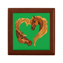 Twin Horse Heads Heart Box Jewelry Box