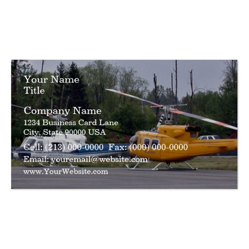 Twin Huey helicopters with trees in background Business Card