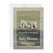 Twin lambs baby shower personalized invites