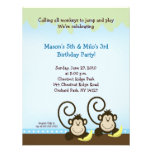 Twin Monkey Birthday Invitation (Smaller Invite)