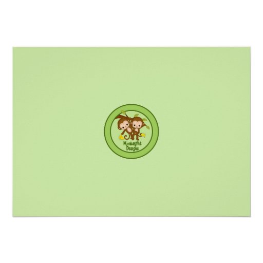TWIN Monkeys Baby Shower Invitations GREEN MM2