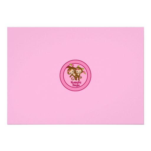TWIN Monkeys Baby Shower Invitations PINK MM2