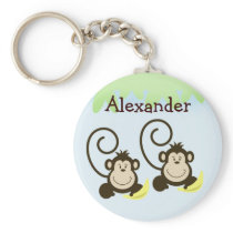 TWIN MONKEYS SILLY MONKEY Favor or Name Tag Key Chains