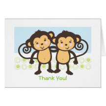 Twin Monkeys Thank You Card