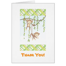 Twin Monkeys Thank You Card