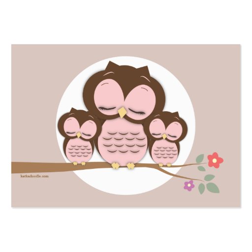 Twin Owl Baby Shower Diaper Raffle Ticket Insert Business Card Templates (back side)
