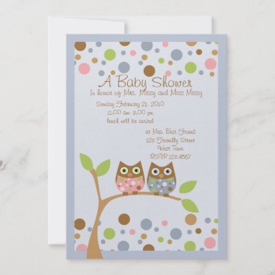 Twin Baby Shower Invitation on Twin Owl Baby Shower Invitation From Zazzle Com