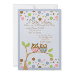 Twin Owl Baby Shower Invitation