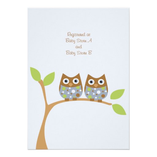 Twin Owl Baby Shower Invitation