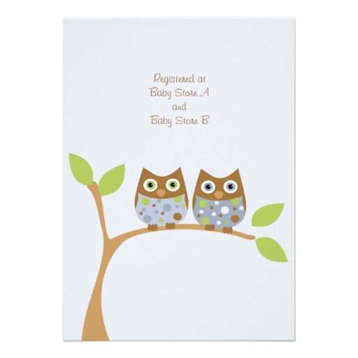 Twin Owl Baby Shower Invitation
