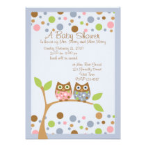 Twin Owl Baby Shower Invitation invitations