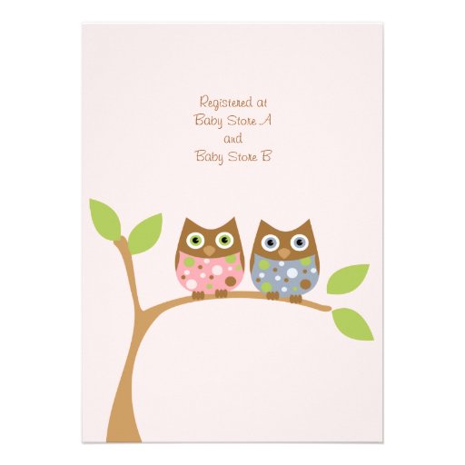 Twin Owl Baby Shower Invitation