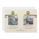 Twin Owls (Boy & Girl) Birth Announcements
