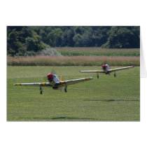 Twin P-51 Mustangs Taking Off Card
