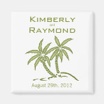 Twin Palm Trees Save the Date Wedding Magnet