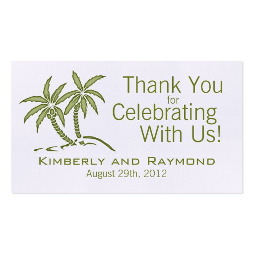 Twin Palm Trees Wedding Favor Tags Business Card Template (front side)