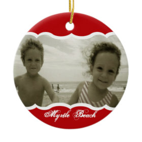 Twin Photo Red Christmas Tree Ornament