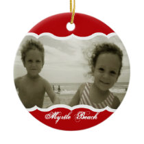 Twin Photo Red Christmas Tree Ornament