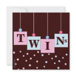 Twin Pink Blue Blocks Boy and Girl Baby Shower Invitation