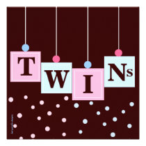 Twin Pink Blue Blocks Boy and Girl Baby Shower invitations