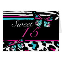 Twin Quinceanera Card Butterfly Invitation, Pink cards