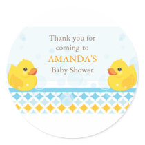 Twin Rubber Duckies Baby Shower Favor Sticker