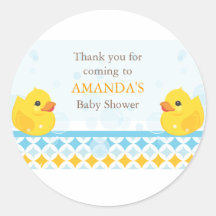 Twin Rubber Duckies Baby Shower Favor Sticker