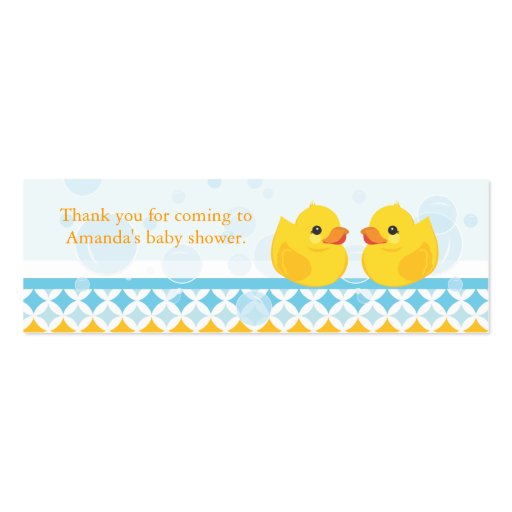 Twin Rubber Duckies Baby Shower Favor Tag Business Card Templates (front side)