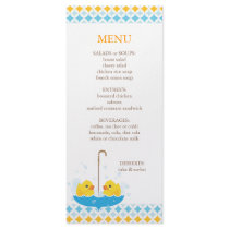 Twin Rubber Duckies Baby Shower Menu Rack Card Design