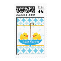 Twin Rubber Duckies Baby Shower Stamp