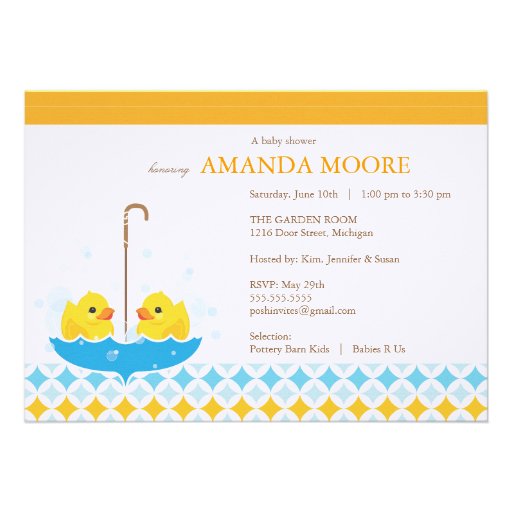 Twin Rubber Ducky Baby Shower Invitation