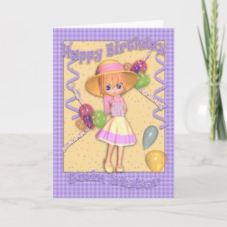 Twin Sister Birthday Card - Cute Little Girl card